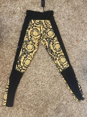 Authentic Versace Barocco Print Panelled Leggings